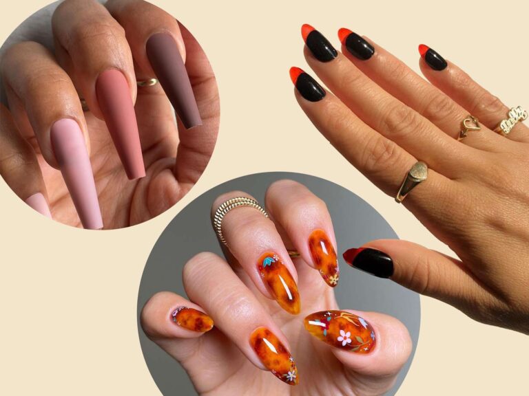 Sponged gradient autumnal accent nails for fall inspiration
